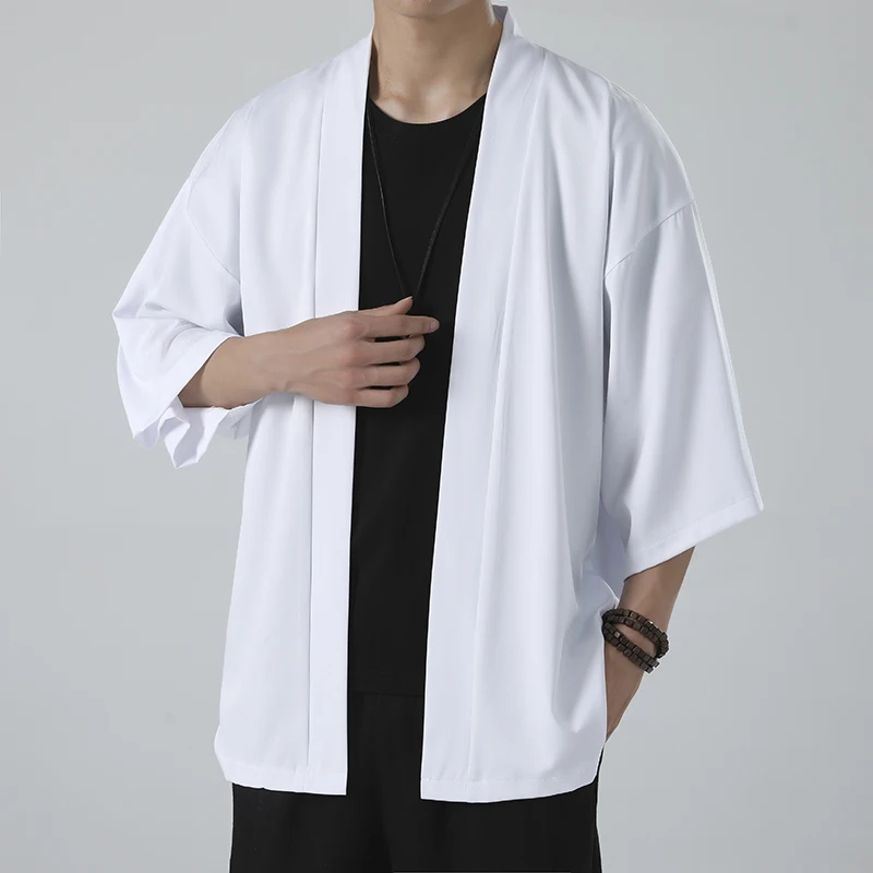 Costume japonais chemise hommes été Kimono Style Harajuku hauts manteau japon Haori à manches courtes traditionnel chemise ample décontractée Yukata
