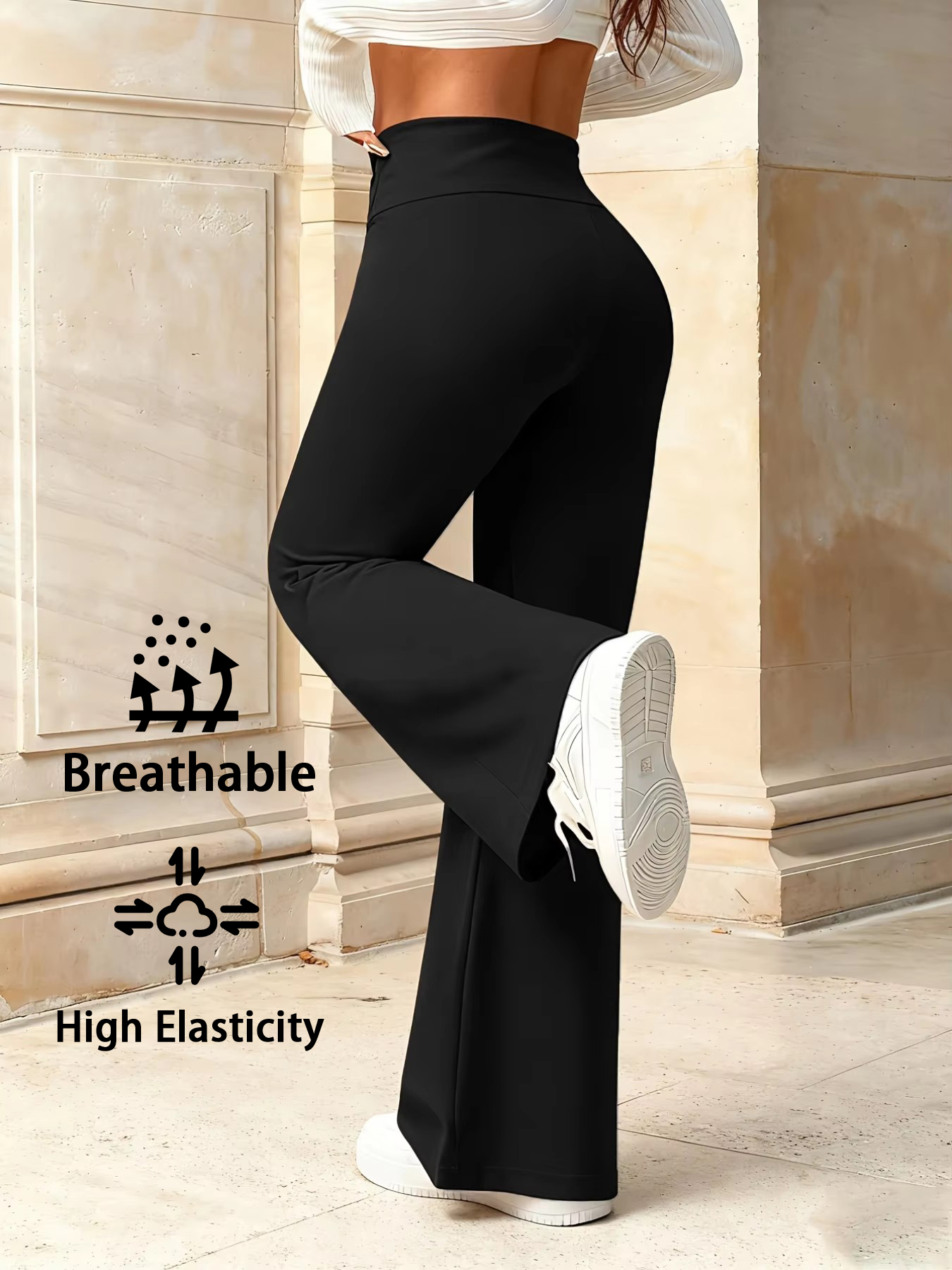 Pantalon décontracté taille haute coupe droite et large pour femme, style coréen, idéal pour le quotidien et le bureau
