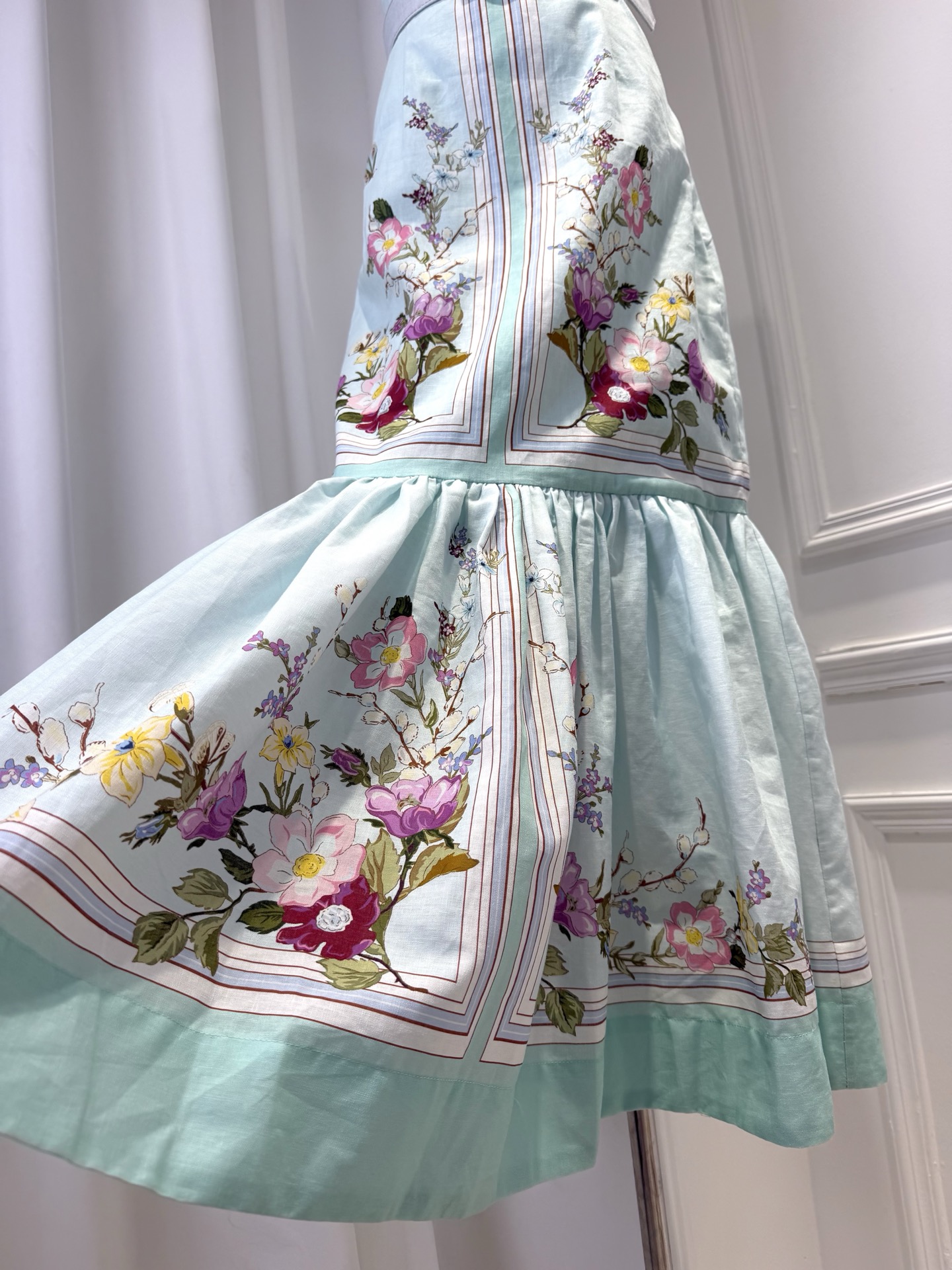 Robe longue à imprimé floral pour femmes, mélange de coton, col carré, sans manches, taille haute, robe décontractée pour femmes avec ceinture