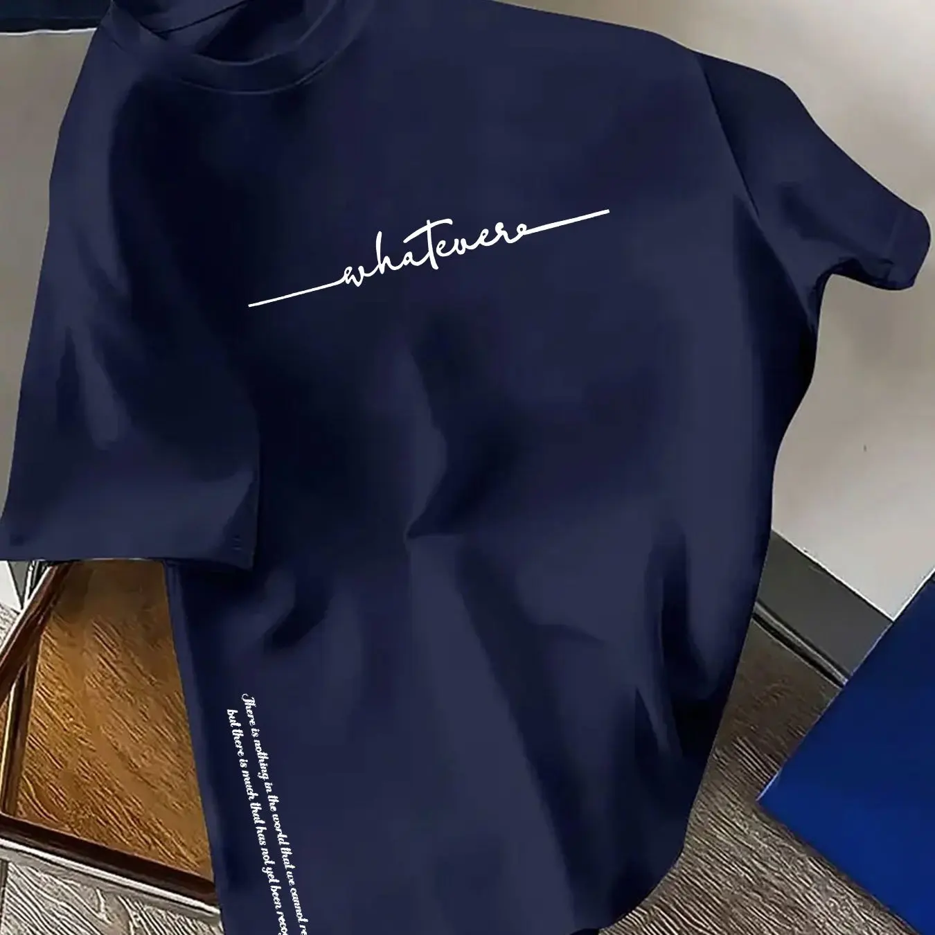 T-shirt élégant pour homme : 100 % coton, imprimé lettres minimaliste, décontracté, confortable, polyvalent, coupe ample, style sportif.