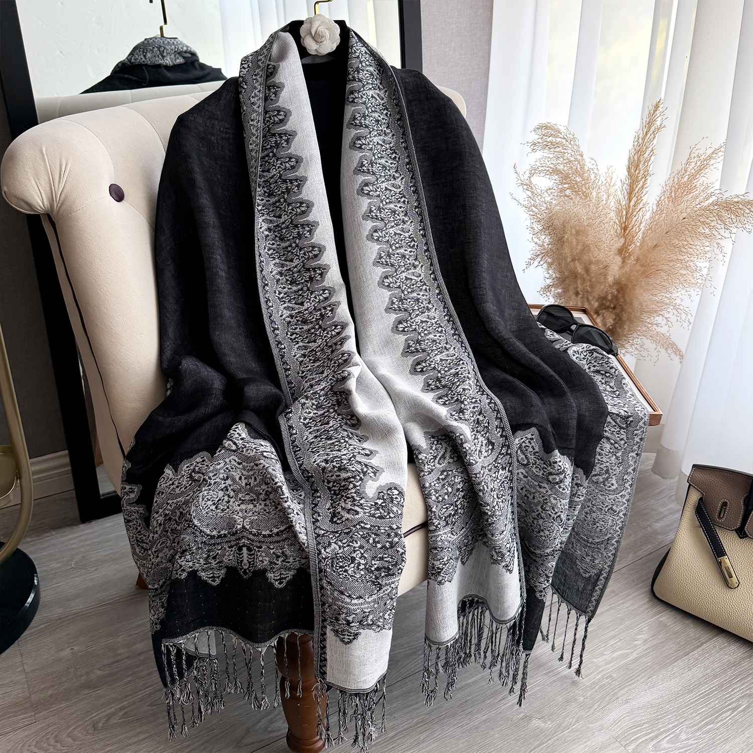 2025 gland couverture conception épaisse Pashmina nouvel hiver chaud doux châle enveloppement imprimé écharpe femmes résistant au froid foulard Poncho étoles