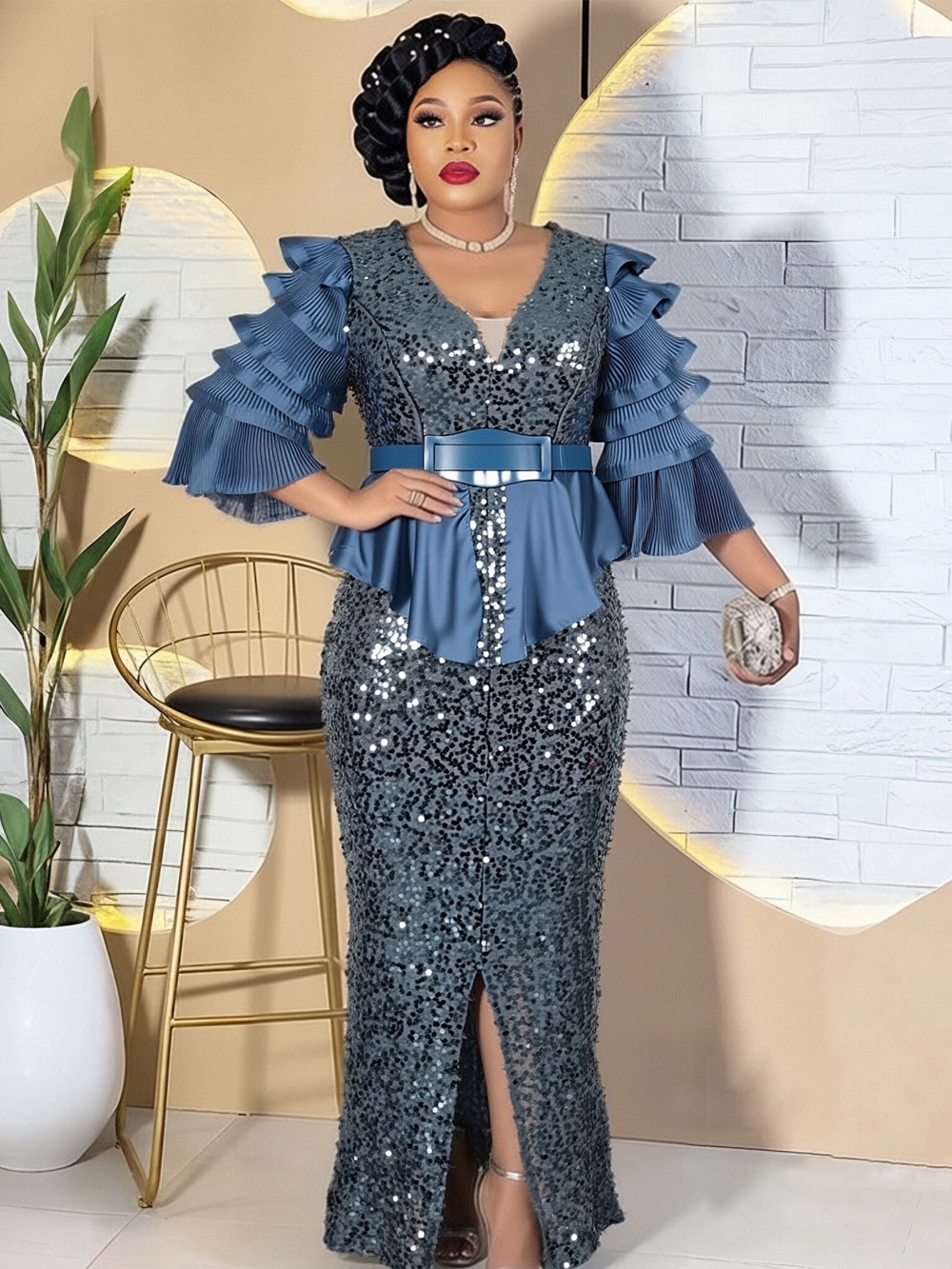 Femmes élégantes luxe robes à paillettes turquie africain Dashiki vêtements Robe sirène fête bal robes de soirée Robe Africaine Femme
