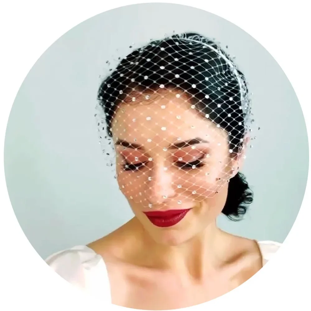 Femmes voile blanc bandeau cage à oiseaux voile chapeaux pour fascinateurs de mariée noir visage Net masque cheveux bijoux accessoires voiles