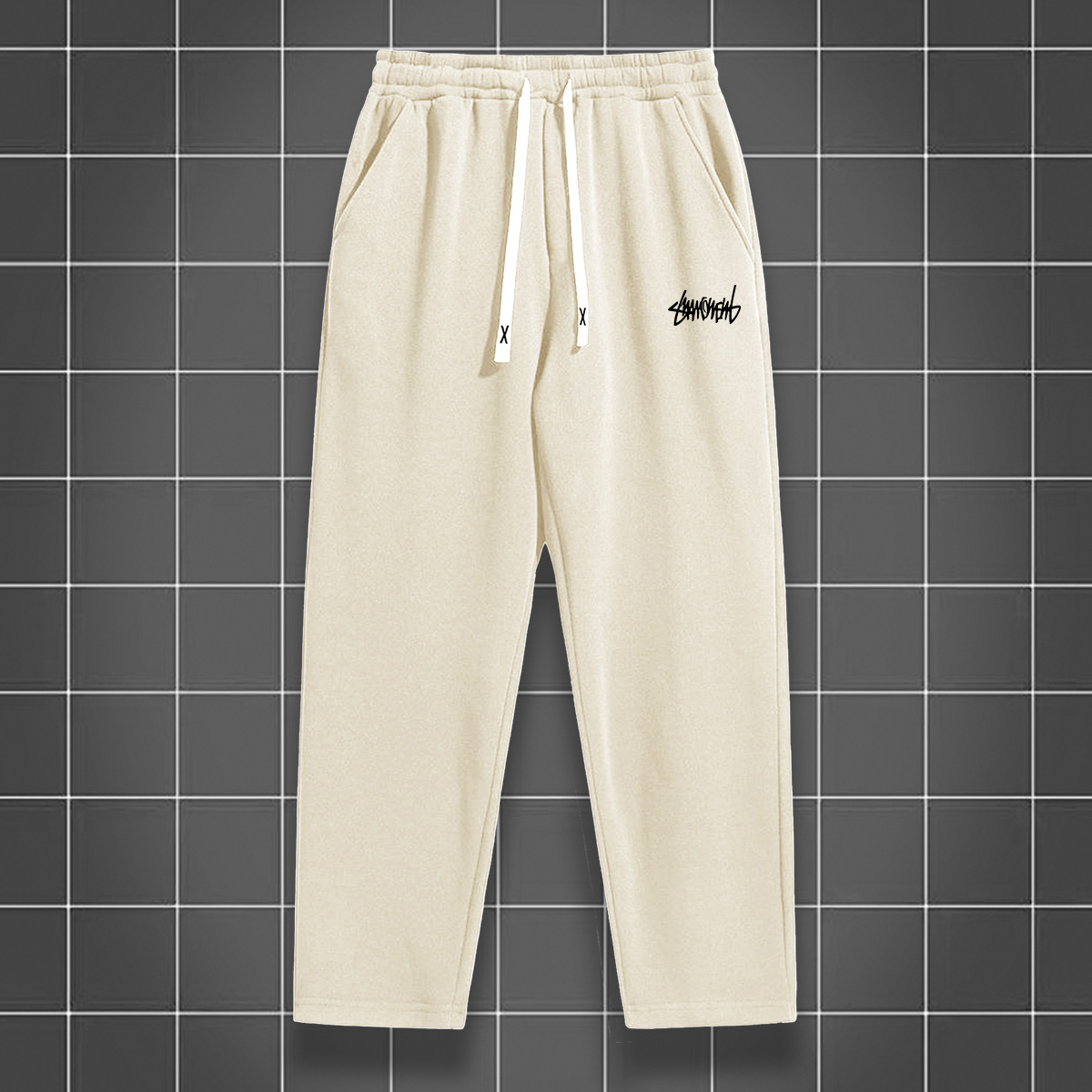 Pantalon de jogging à jambe droite de couleur unie pour hommes, adapté aux sports décontractés tels que la course, la salle de sport et les activités de plein air