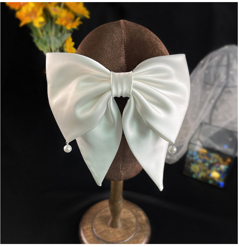Pinces à cheveux nœud papillon en satin pour femmes, grand nœud perlé, barrettes, épingles à cheveux, accessoires pour cheveux, fête, Rh, mariage, coiffure