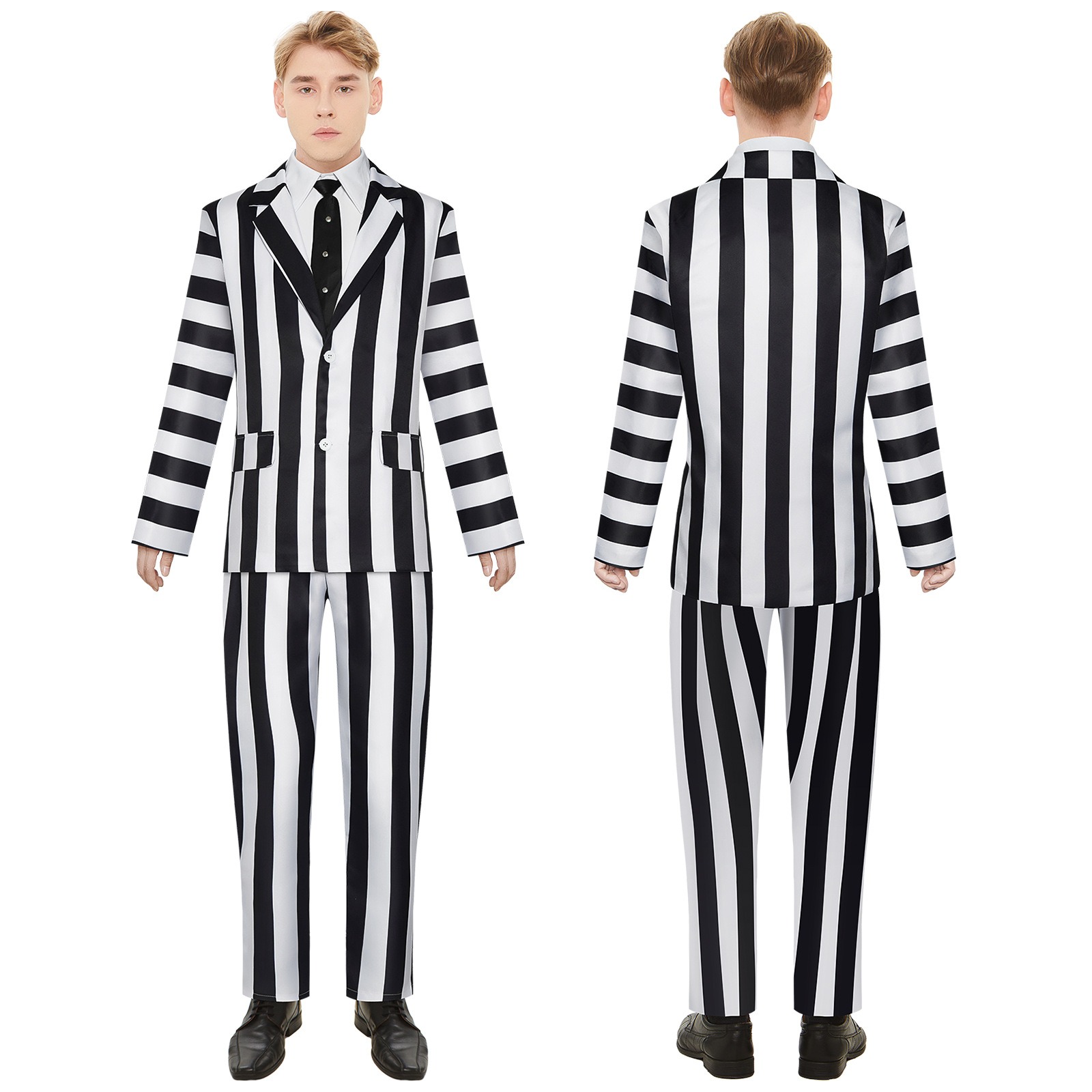 Costume de Cosplay Beetlejuicee, Costume rayé noir et blanc, tenues de carnaval d'halloween, Costume coléoptère de grande taille, Costume gothique