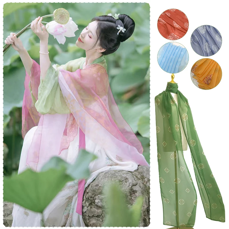 Ruban en mousseline de soie à fleurs, costume de danse traditionnelle chinoise des prHub, banderole d'opéra Hanfu, long châle de danse fluide, injplanchers f