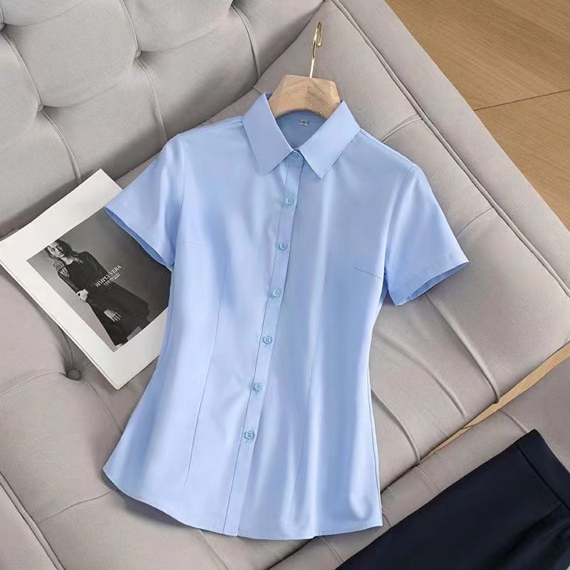 Chemisier Élégant et Tendance pour Femme : Nouvelle Collection Été, Manches Courtes, Boutons, Coupe Slim, Style Vintage et Basique