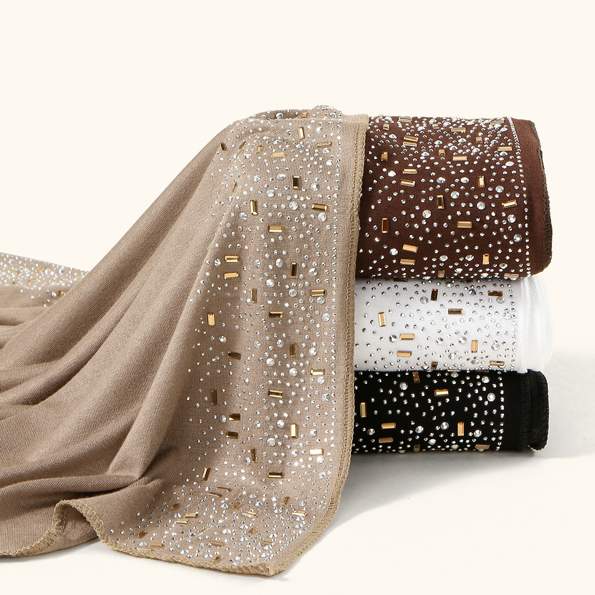 Ramadan musulman luxe diamant Hijab écharpe pour femmes solide coton Long Foulard doux Turban Foulard châle dubaï écharpe 170*60 cm