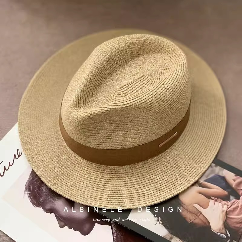 Chapeau de paille Panama unisexe pour hommes et femmes, chapeau de soleil à large bord avec taille réglable, protection UV pour têtes larges, chapeau Fedora décontracté, chapeau Jazz