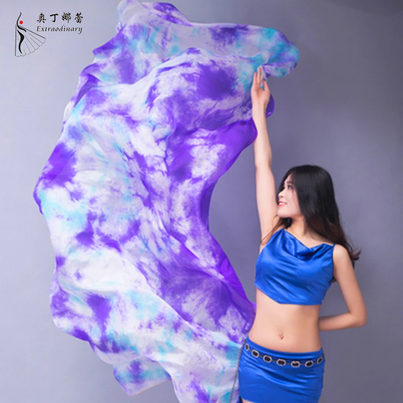 Voile de danse orientale en soie dégradé, châles en soie pour femmes, écharpes dégradées de 200 cm, 250 cm, 270 cm pour performance de danse
