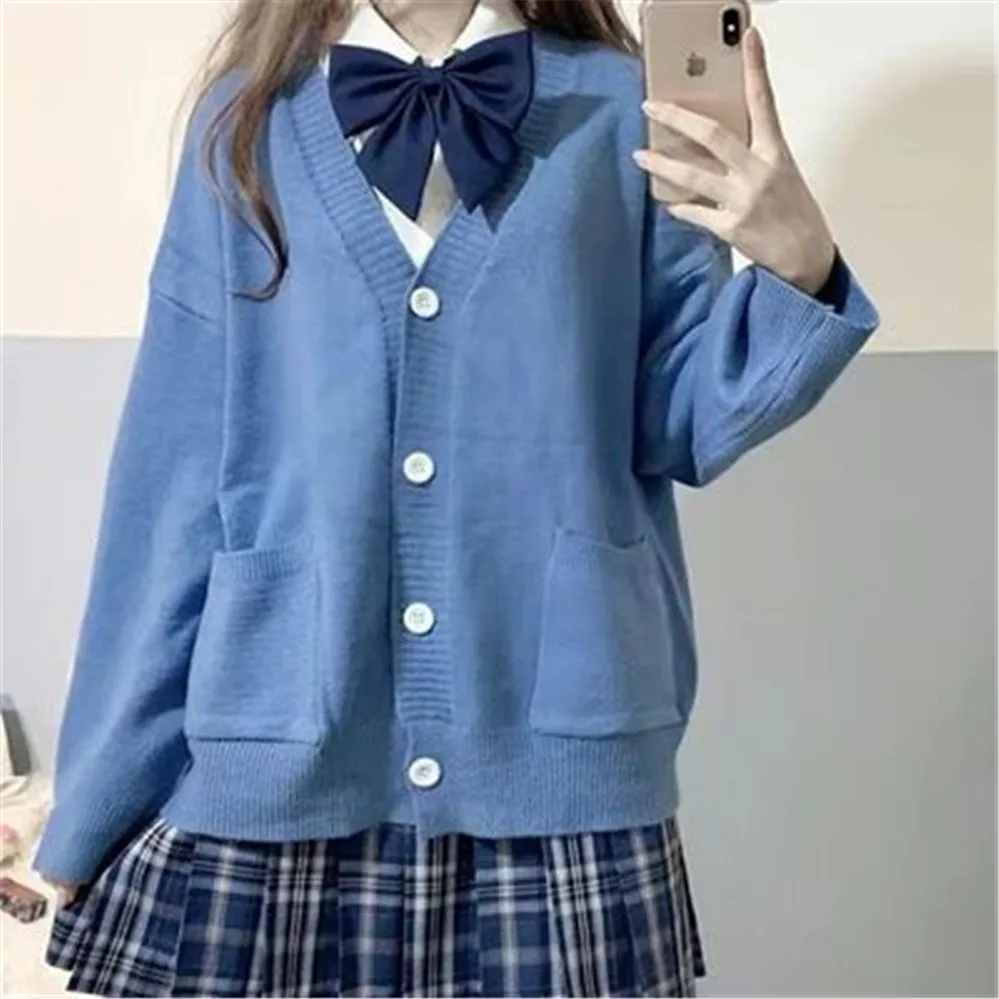Cardigan Simple à Boutonnage Simple pour Femme et Fille, Vêtement d'Extérieur de Couleur Unie, avec Poches, à la Mode Coréenne, Idéal pour Loisirs, Collection Automne