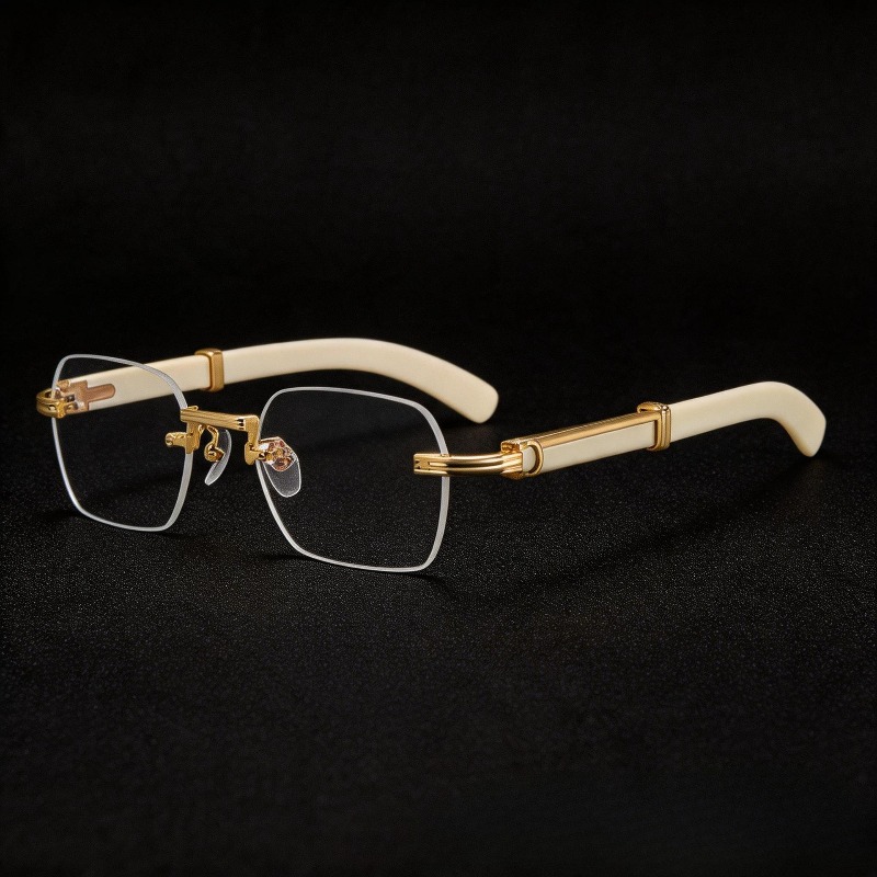 Lunettes de soleil de luxe sans monture pour femmes et hommes, verres carrés transparents, lunettes de marque, pour voyage et conduite