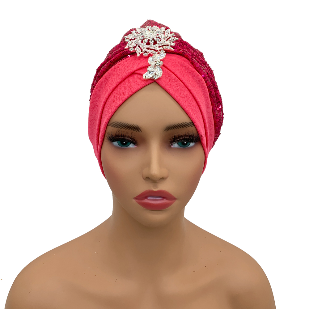 Bonnet turban de luxe avec biscuits pour femme, écharpe de sauna musulmane, enveloppes de tête douces et confortables, bonnet