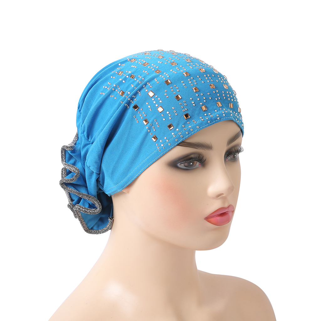 Chapeaux musulmans de haute qualité avec des biscuits de kirchen, écharpe islamique à enfiler avec des fleurs sur le dos, turban, bonnet hijab, casquettes intérieures, H008
