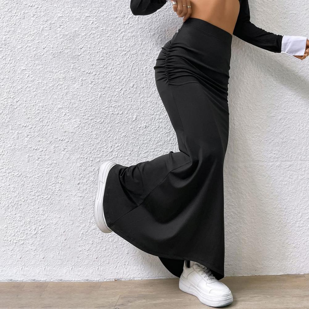 Femmes Maxi jupe couleur unie taille haute tricoté femmes queue de poisson jupe longue jupe printemps automne élégant froncé Design jupes