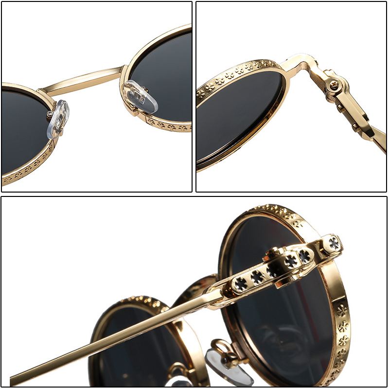 Lunettes de soleil de luxe de marque de mode 2026 pour femmes et hommes, style vintage steampunk, tendance cool, verres punk pour soirée, lunettes de soleil haut de gamme