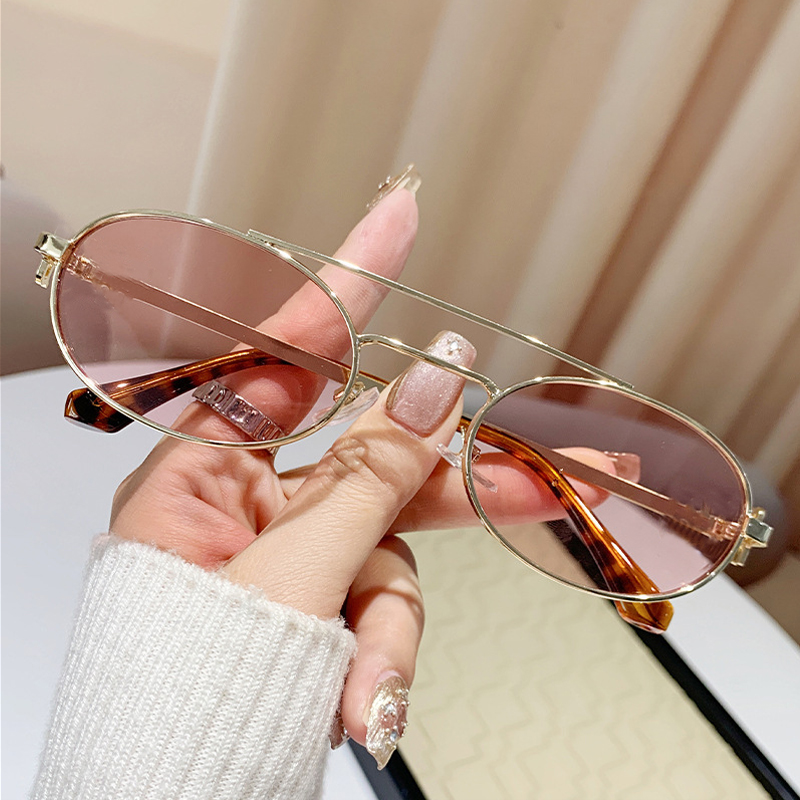 Lunettes de soleil ovales en métal pour hommes et femmes, lunettes de marque, lunettes UV400, rétro, classique, extérieur, haute qualité, marque de luxe, tendance