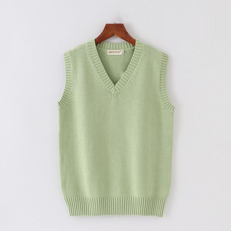 Pull sans manches pour femmes et hommes, col en v, étudiants Preppy, garçons et filles, classique, tricoté, mode coréenne rétro, printemps