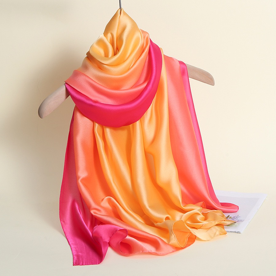 Mode dame dégradé couleur longue enveloppement femmes châle en mousseline de soie écharpe foulards décontracté femmes écharpe Feminino femme accessoire