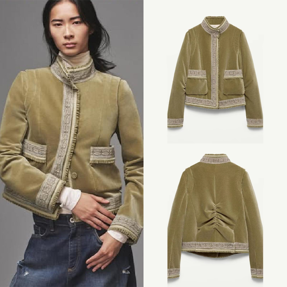 Vintage Patch poche veste dentelle Chic à la mode rétro Designers vêtements de dessus pour femmes femmes automne Boho chaud Streetwear