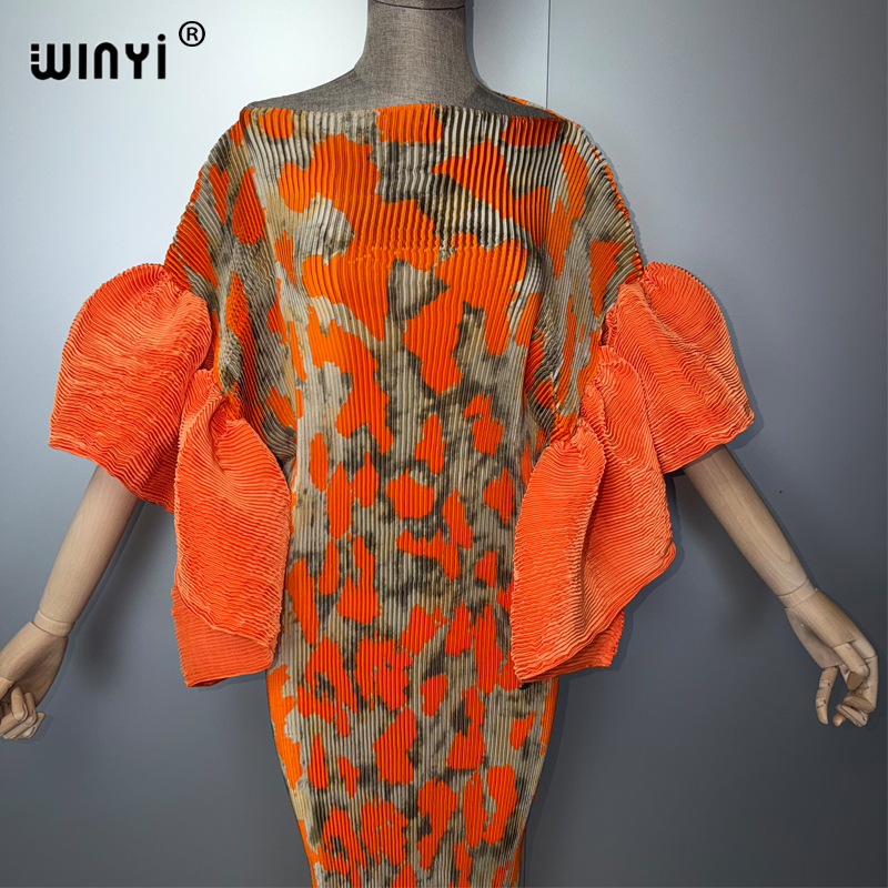 Robe plissée WINYI à manches bouffantes, paréo de plage, caftan musulman, abaya, robe de soirée longue de luxe de Dubaï pour femmes