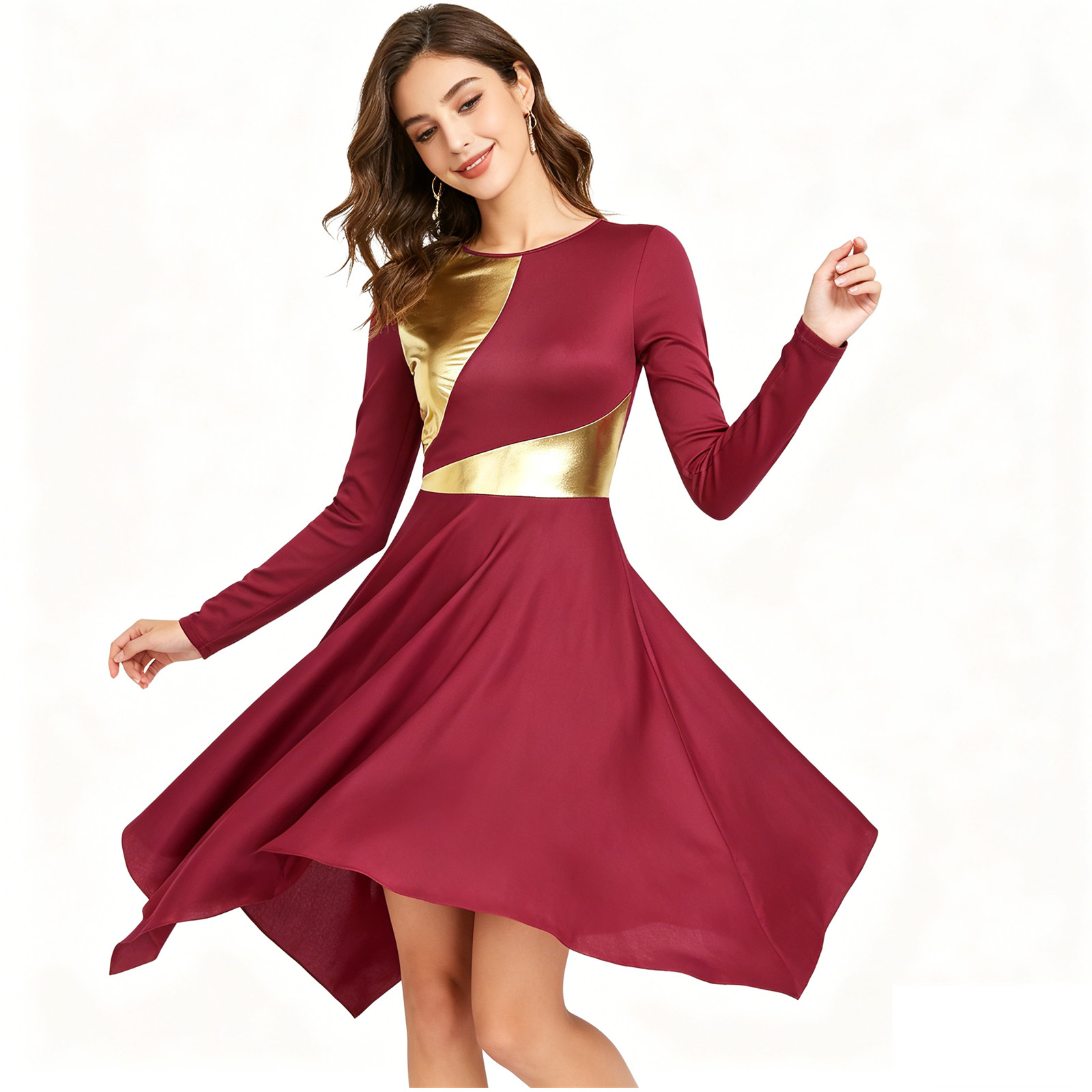 Robe tunique de danse lyrique pour femmes adultes, robe de chœur d'église, culte liturgique, Costume de spectacle de danse contemporaine