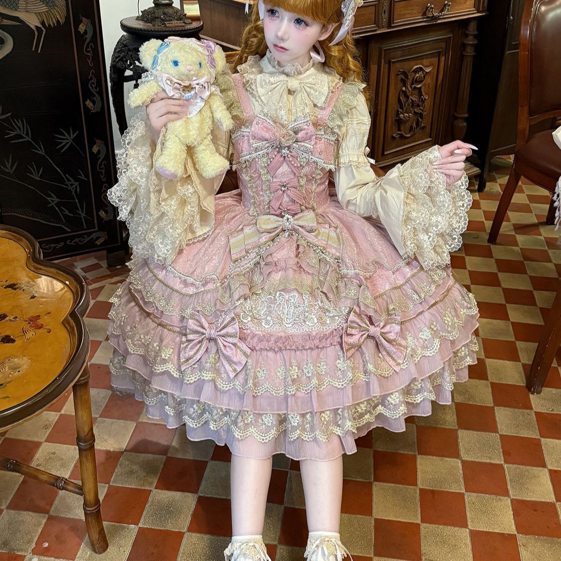 Style occidental doux frais gâteau robe nœud à lacets robe de bal décontracté femmes Mujer japonais Patchwork maille épices filles nouveaux robes