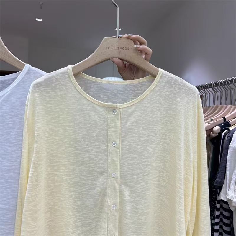 Femmes chemise à manches longues haut chemisier femme ample été Cardigan mince Sexy couleur unie chemise décontractée vêtements d'extérieur