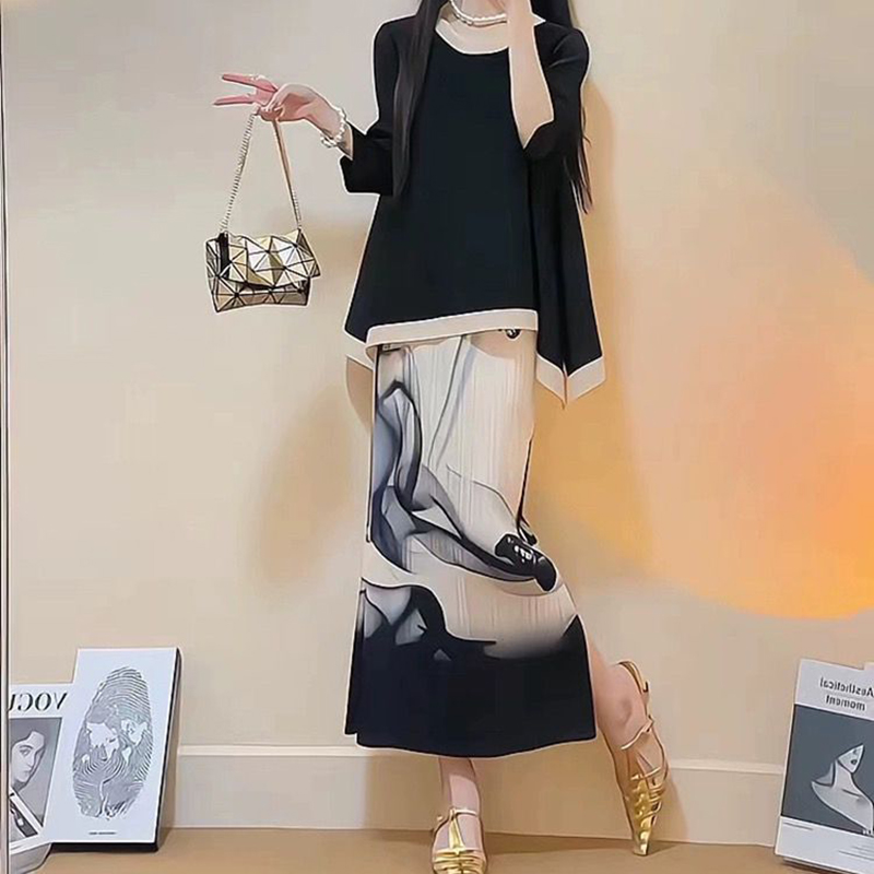 Robe imprimée à l'encre noire de luxe Joker, jupe deux pièces, costume avancé, mode et loisirs, été, nouveau