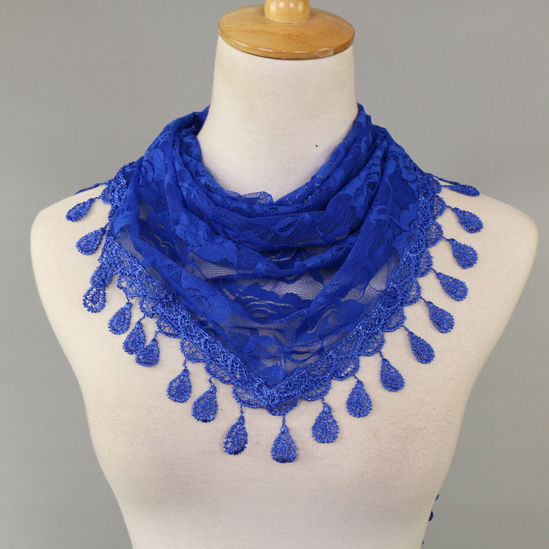 Femmes dentelle écharpe pour église gland Triangle écharpe pure foulards floraux église prière châle espagnol mantille dentelle Bufanda Mujer