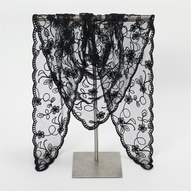 Châle d'église brodé blanc pour femme, voile de dentelle, écharpe en polyester, bandana, prière d'église, mantille de mariage, chapelle, hijab à la mode