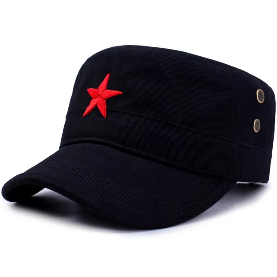 Chapeau plat rétro nostalgique pour hommes avec étoile rouge brodée