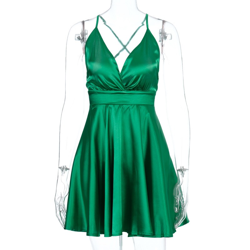 Robe nuisette personnalisable pour femme, mode été, sexy, dos nu, décolleté plongeant en V, style bureau, soirée, décontractée