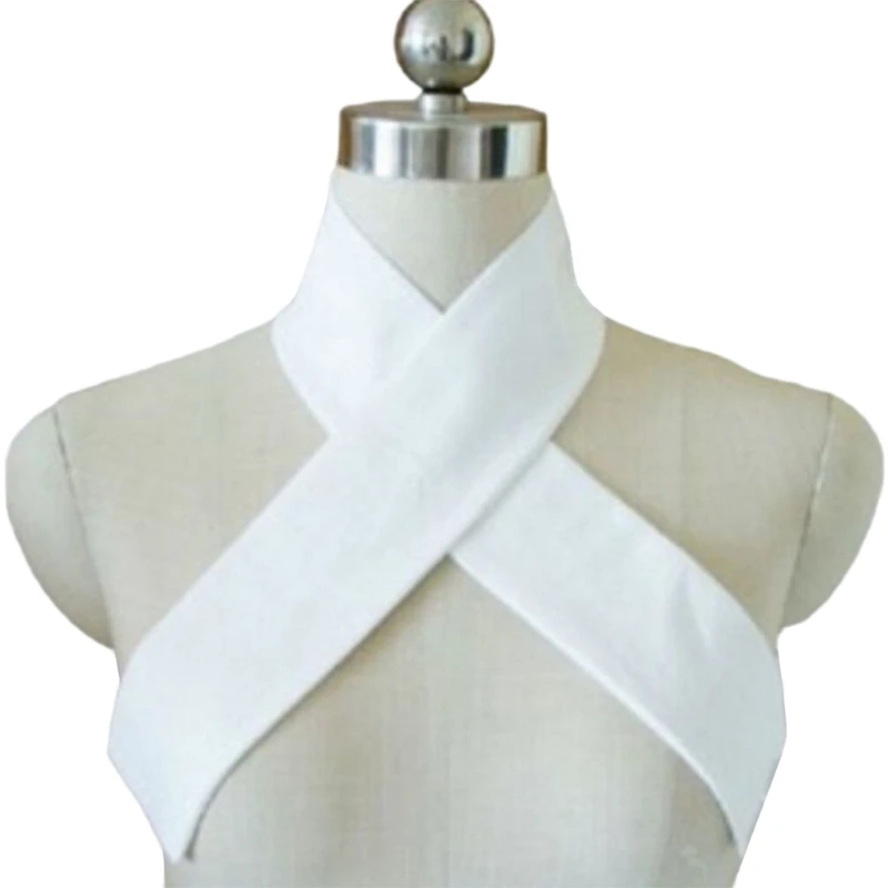 Ceinture écharpe longue blanche chinois, pour robes costumes anciens, décolleté croisé, faux col détachable, F0S4