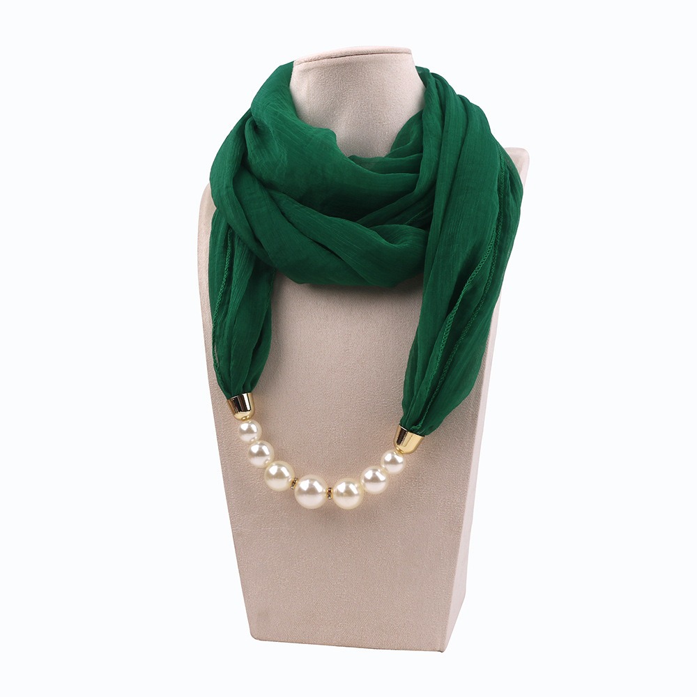 Écharpe en mousseline de soie style occidental avec chaîne de perles, coupe-vent, protection solaire, pendentif, pour les vacances
