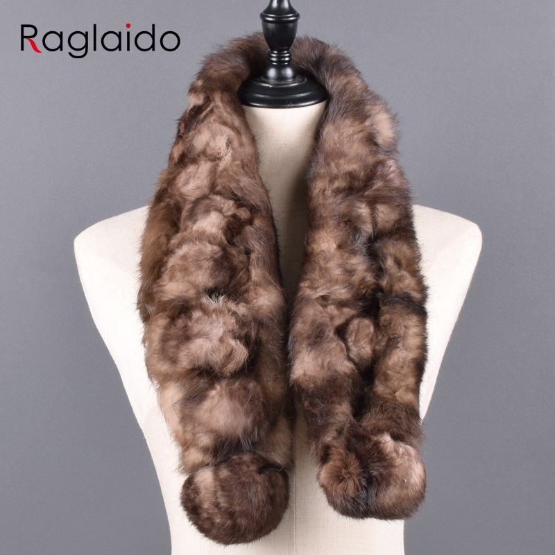 Femmes hiver lapin fourrure écharpe 100% naturel lapin fourrure mode chaud et doux foulard en gros Pompon fourrure foulards bandeaux