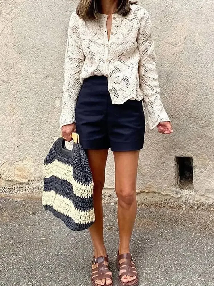 Veste en dentelle bohème à fleurs pour femmes, vêtements d'extérieur décontractés, manches longues, Boho, Vintage, automne, plage