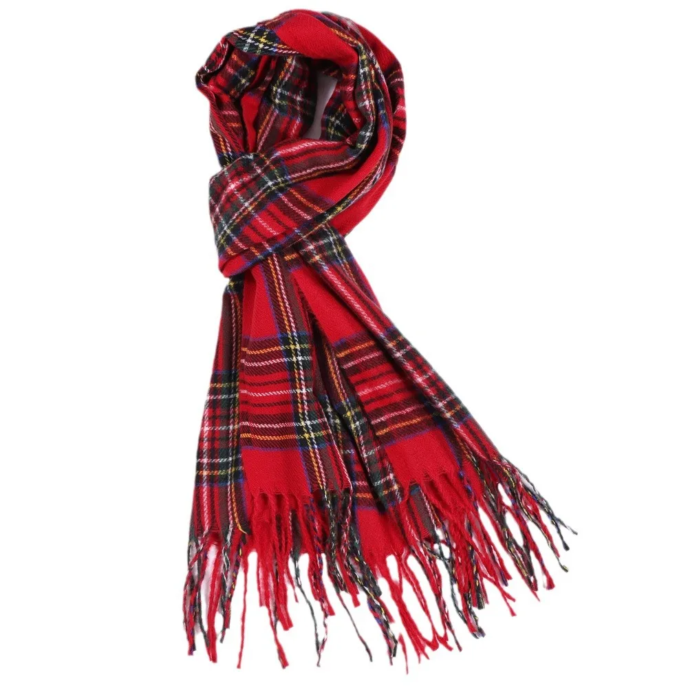 Écharpe chaude de style écossais à carreaux pour femme, châle long et doux, idéal pour Noël, pour petite amie, épouse, maman