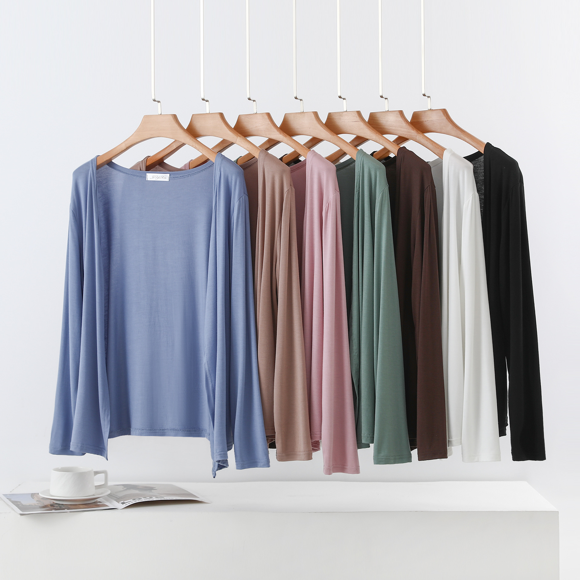 Cardigan Modal grande taille L à 6XL pour femme, chemise à manches longues, Protection solaire, ample, couverture climatisée, hauts ouverts sur le devant
