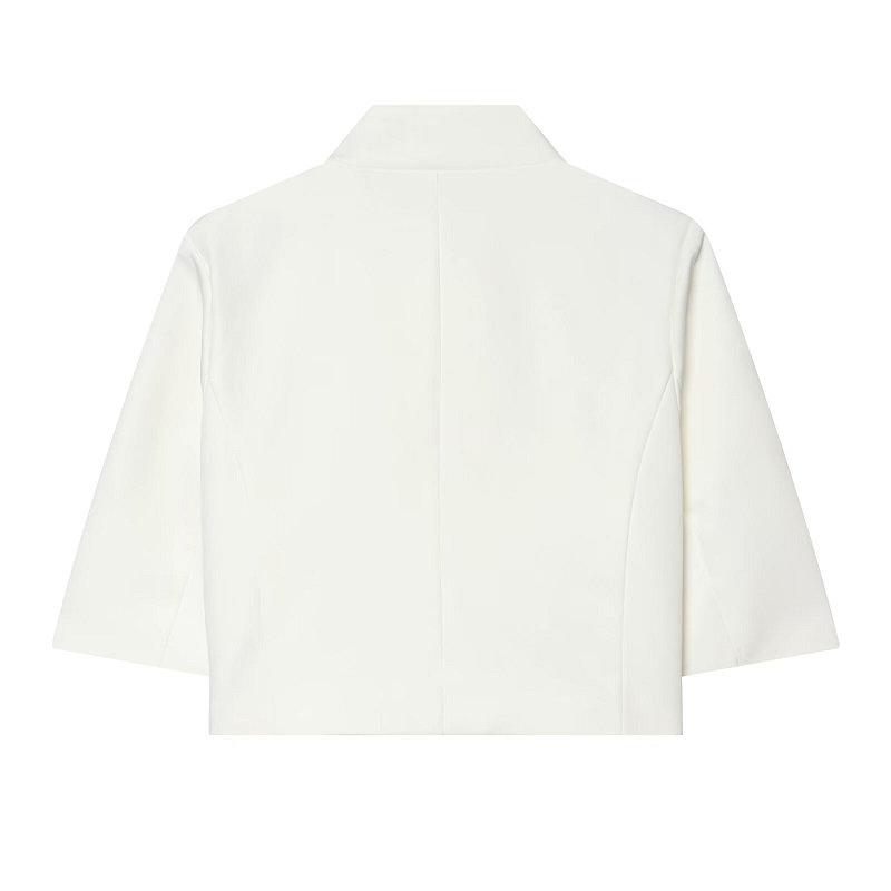 Blazer court blanc pour femme, veste d'été pour le bureau, blazer court à manches courtes pour femme, blazers de tailleur pour femme, streetwear, nouveautés en manteaux