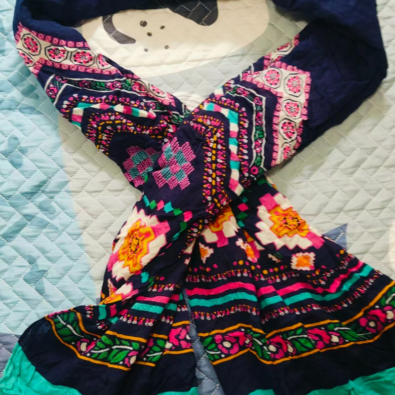 Écharpe bohème en coton et lin, imprimé Floral, châle Long léger, mode Vintage