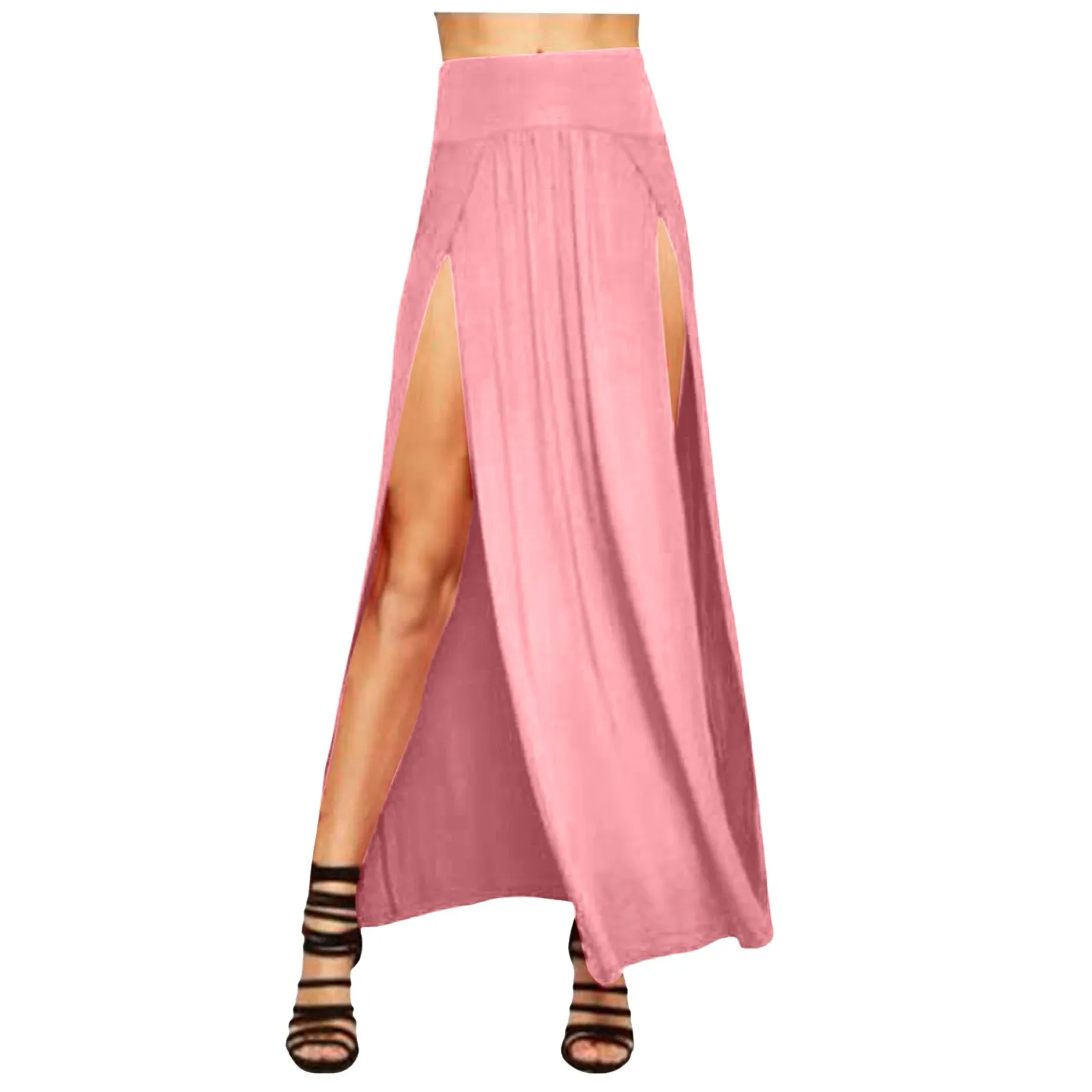 Jupes pour femmes femmes Double fente Maxi jupe longue dames plaine basique deux côtés fente 4 22 jupe courte en cuir