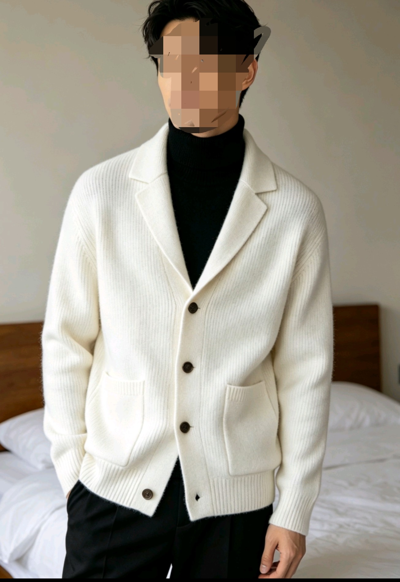 Cardigan tricoté pour homme 2026 à col châle et 3 boutons, pull décontracté léger, tissu doux et respirant, veste ample style vintage