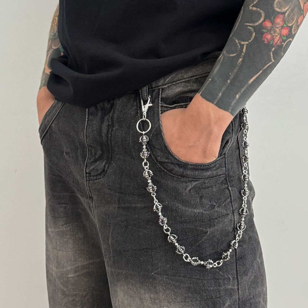 Chaîne de pantalon punk tendance Y2K Harajuku Hipster Goth Hip Hop en métal pour femme et homme