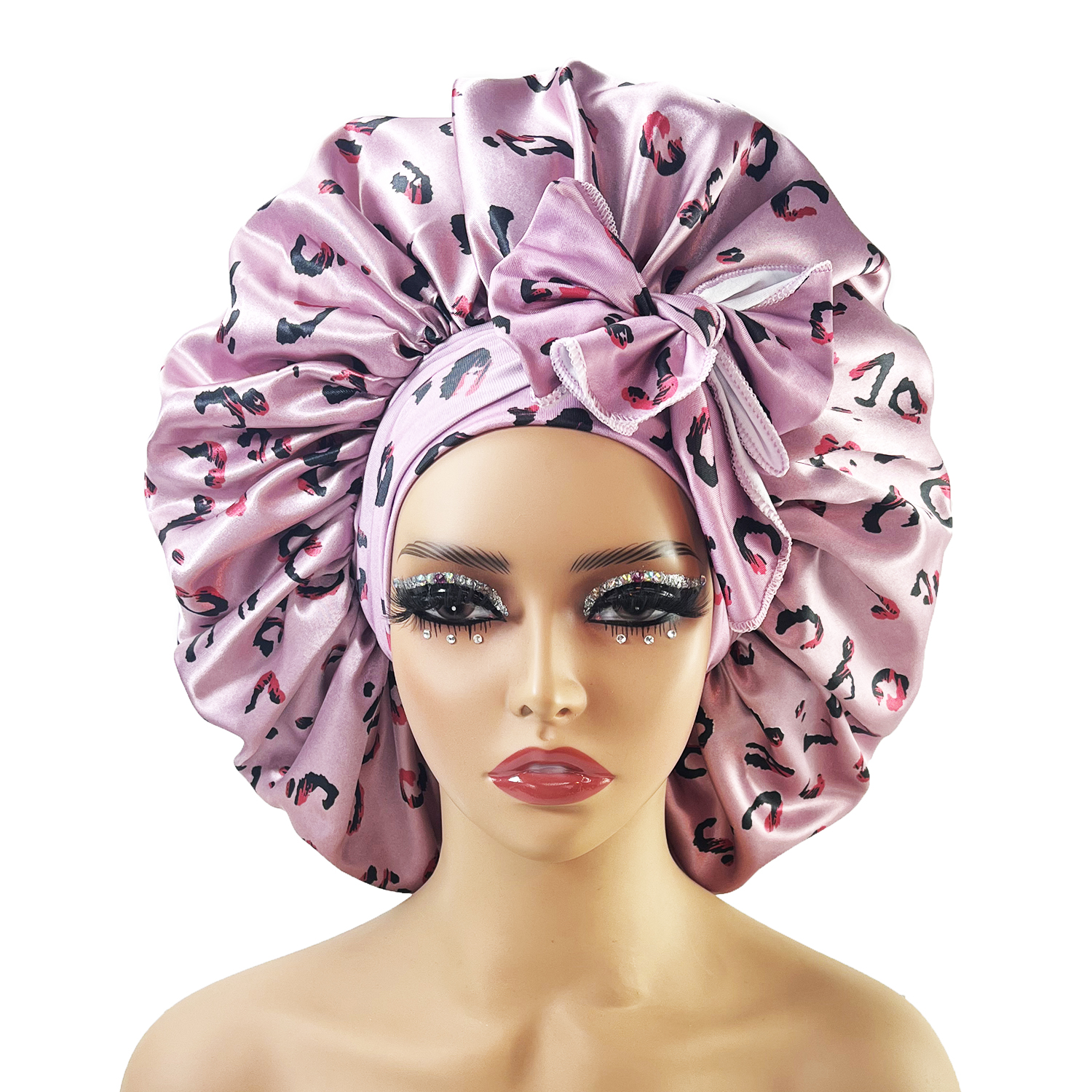 Nouveau Grand Bonnet en Satin de soie, Bonnet de nuit avec bandeau à nouer, enveloppe de bord pour femmes, cheveux tressés bouclés