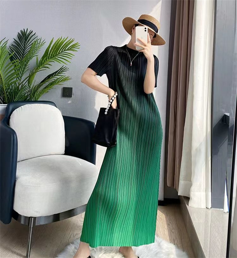 Robe longue plissée dégradée pour femmes, robes de soirée élégantes, couture, robe drapée, fond, femme, mode adt