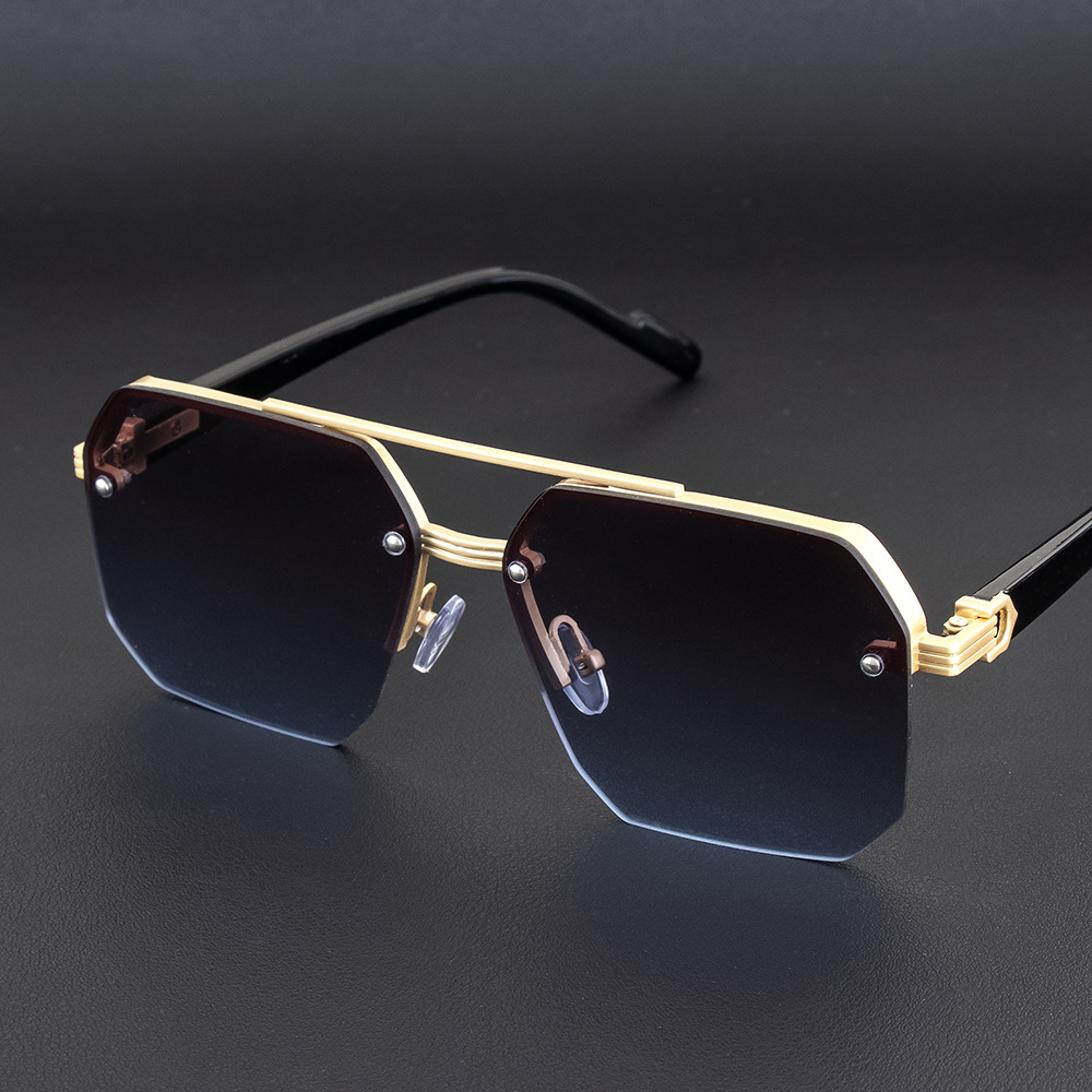 Lunettes de soleil métalliques pour hommes, monture carrée demi-cerclée, décontractées, tendance, personnalisées, style rétro, pour sports de plein air