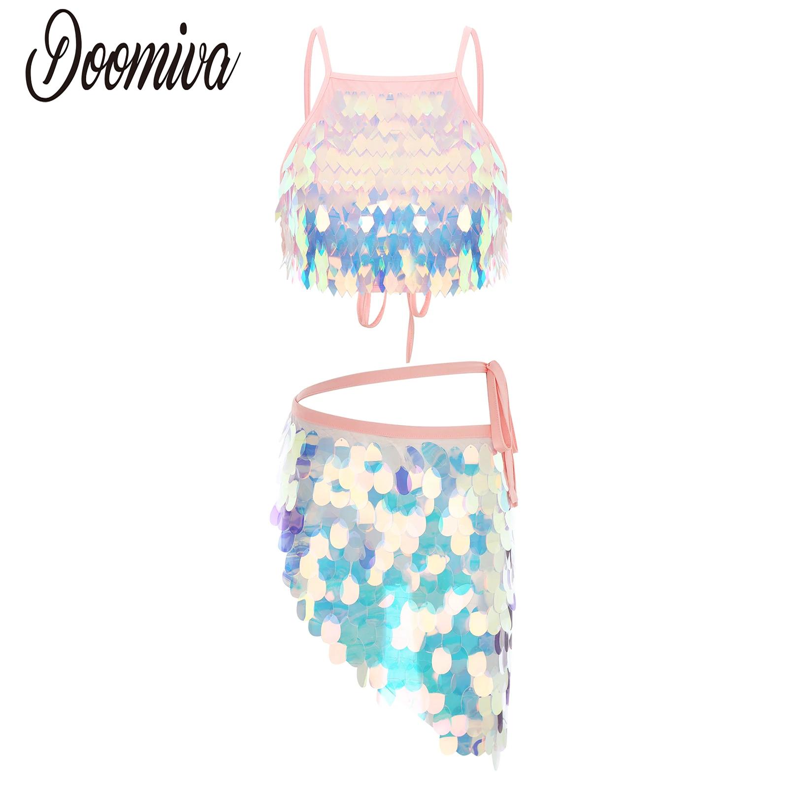 Costume de danse du ventre sexy pour femmes, tenues à paillettes brillantes, caraco à pampilles scintillantes, jupes écharpe de hanche, tenue de boîte de nuit de danse rave