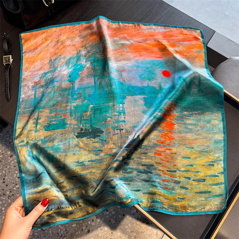 100% foulard en soie pour femmes 53cm luxe imprimé foulard printemps automne foulard marque fleurs motif conception sac à main décorer